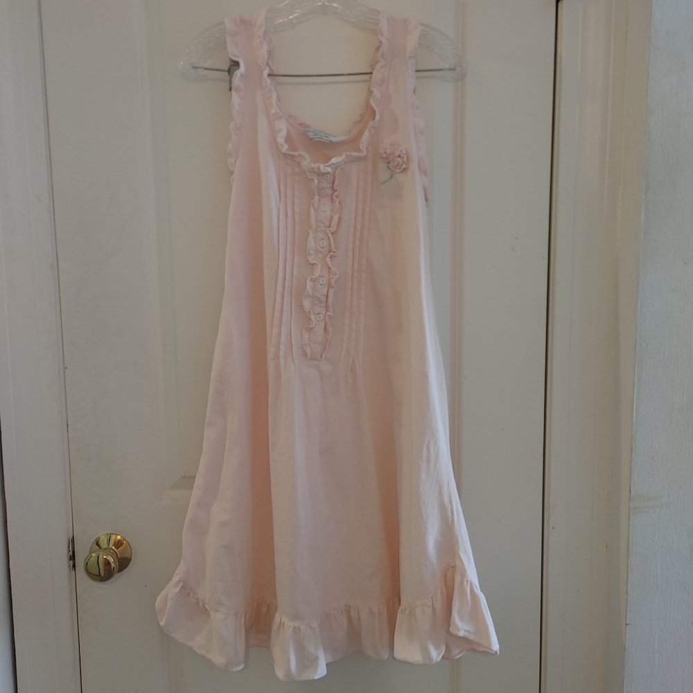 Margaux Bogetti; ~ Super Cute ~Soft Pink Cotton Embroidered Night-gown Size -L